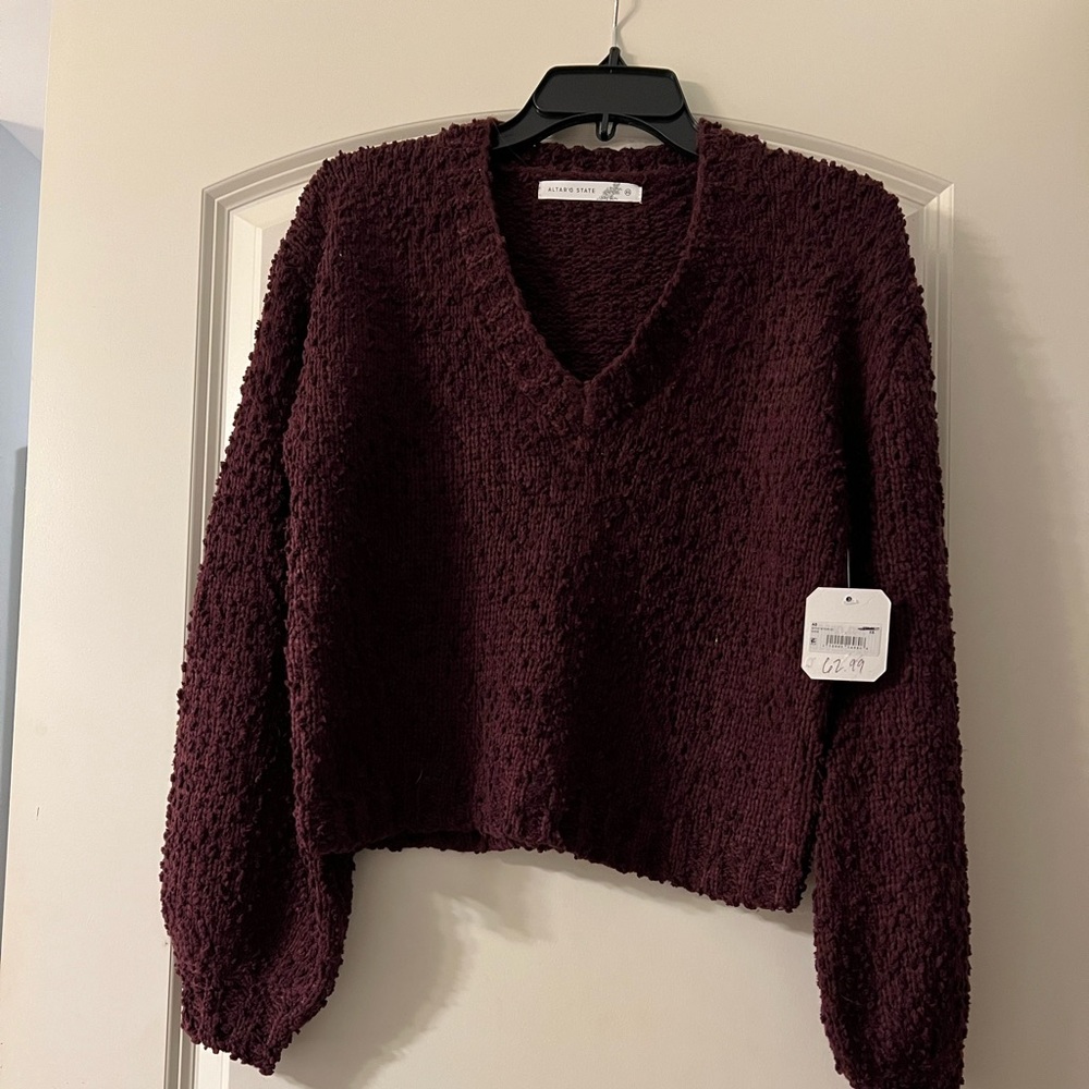 Altar’d State XS Wine colored sweater, NWT